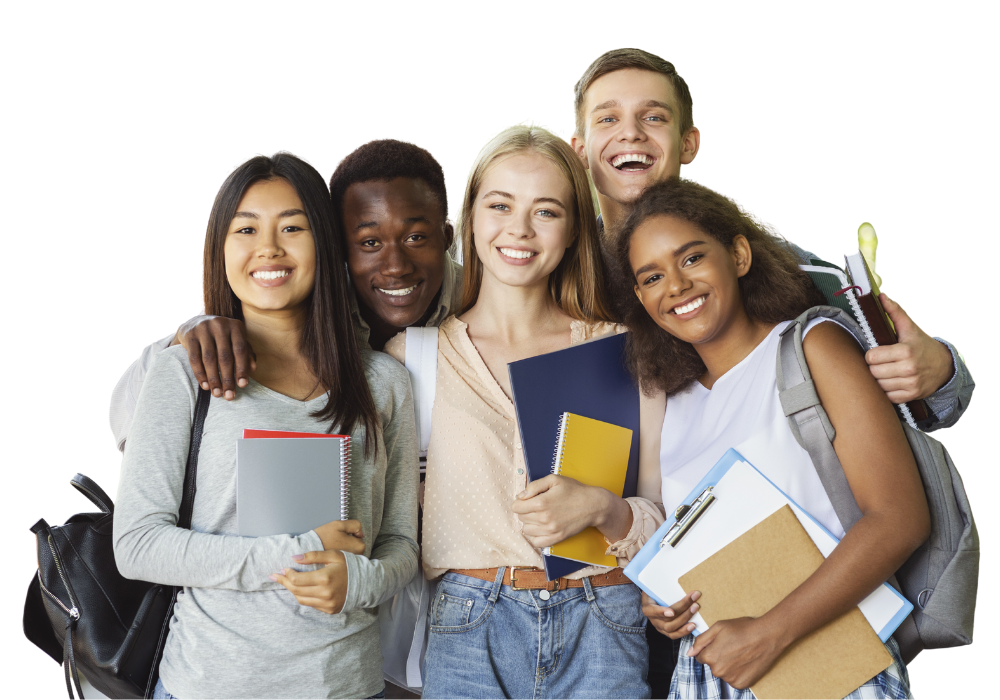 Diverse Group of Teens with school supplies